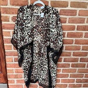 Leopard print, animal print sheer kimono, jacket. OS
